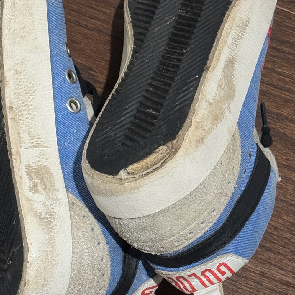 GGDB Golden Goose Women’s Blue Denim & White High-Tops with Red Star Size 41/11 - Picture 7 of 8